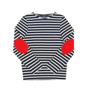 세인트제임스 0407 MARINE ECRU TULIPE 메르디앙 모던 스트라이프 엘보 패치 공용 긴팔티