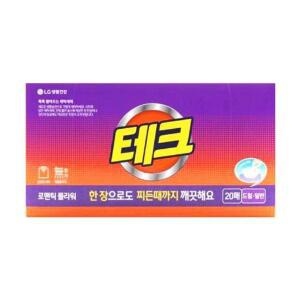 테크 뽑아쓰는 간편 시트 로맨틱 플라워 20매 학교 관공서 티슈형세제