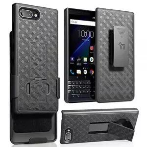 BlackBerry Key2 LE용 클립이 있는 케이스 Nakedcellphone [블랙 트레드] 킥스탠드 커버 [회전래칫] 벨트