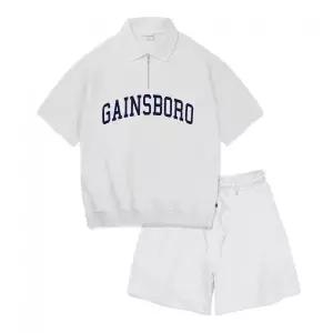 GAINSBORO [SET] 아치로고 카라 맨투맨 셋업_화이트멜란지