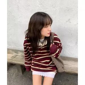 MENASOO Menasoo Stripe Rugby T Shirt_Burgundy