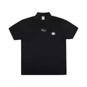 GRAVER [UNISEX]구름 스마일 자수 피케 반팔티셔츠_블랙