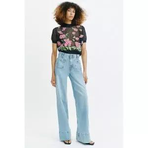 ZARA 자라 플라워 자수 니트 탑 - 블루 3921/054/407