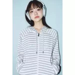 매장정품 PRENDA VINTAGE LOGO STRIPE HOOD ZIP-UP GRAY