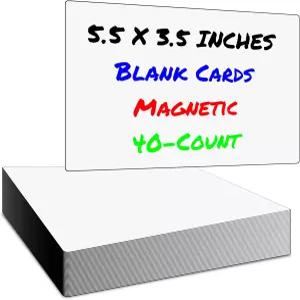 Iconikal 마그네틱 노트 카드 드라이 이레이즈 시트 3.5 x 5.5 인치 40 개 흰색 게임 활동 사무실 업무