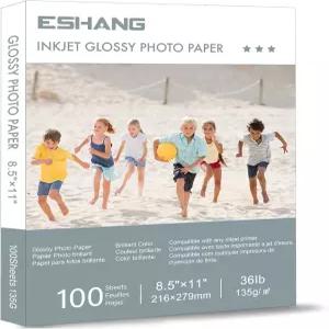 ESHANG 얇은 잉크젯 프린터 종이 100장 DIY 칩 백 및 인쇄 브로셔 플라이어 8.5x11 인치 광택 36Lb