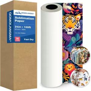 염료 승화지 롤 24인치 x 100피트 고속 건식 SureColor F170 F570 프린터 95gsm 2인치 코어