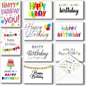 100개의 생일 축하 카드 벌크 대형 5x7인치 모듬 사무실 비즈니스 및 개인용 봉투 스티커 간단한 인사말