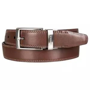 Nautica 남성용 양면 더블 스티치 가죽 벨트 | 투인원 클래식 일상 비즈니스 직장 드레스 캐주얼 금속 버클