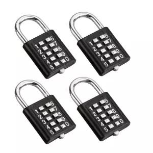 Li-TianFeng 4pcs 10 Digit Combination Padlock Button Lock Lock for Locker Gym Box Drawer Tool Box bl