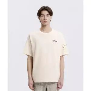 매장정품 NATIONALGEOGRAPHIC N262MTS950 [NRN] 유틸리티 소매포켓 세미오버핏 반팔 티셔츠 IVORY N262MTS9