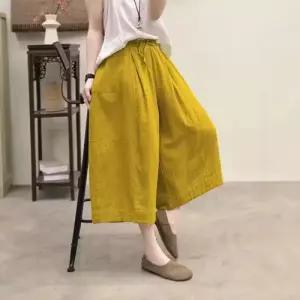 EAMT 여사친 바지 하계 캐주얼 면사 밴딩 7부 YJ2