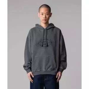 매장정품 DICKIES 디키즈 가먼트 다이드 모노 로고 후드 Charcoal DIKU251LRHD001BK 1468545