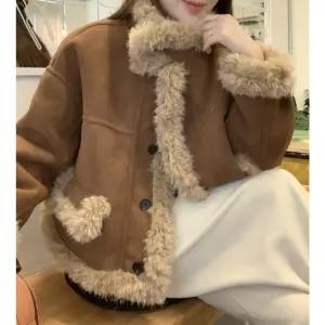 스웨이드무스탕 자켓 여성 여자 숏무스탕 양털무스탕 무스탕 코디 인조 코트 브라운 점퍼 오버사이즈