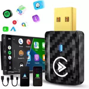 MSXTLY 2in 카플레이 무선 어댑터 안이드 오토 미니 USB 스몰 동글 패스트 커넥트 카 플레이 플러그 및 +용 OEM 유선 자동차 모델 207+ 블랙 Black