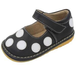 Little Mae's Boutique Mary Jane 용 삑삑이 신발, 탈착식 스퀴커와 조절 가능한 스트랩이 있는 이상적인 워킹화 - 어린 소녀를 위한 부드러운 밑창 블랙.
