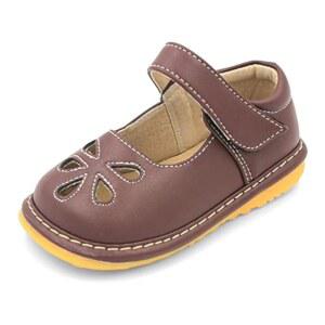 Little Mae's Boutique Mary Jane 용 삑삑이 신발, 탈착식 스퀴커와 조절 가능한 스트랩이 있는 이상적인 워킹화 - 어린 소녀를 위한 부드러운 밑창 브라운.