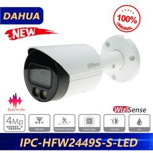 Dahua 오리지널 IPC-HFW2449S-S-LED 4MP 풀 컬러 고정 초점 총알 Wizsense 네트워크 카메라 내장 마이크 HF