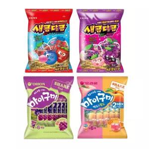 새콤달콤 딸기 블루베리소다 200g + 포도 복숭아 200g + 마이구미 포도 259.2g + 백도&황도 259.2g 4종세트