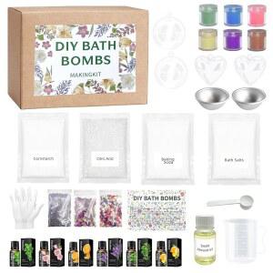 듀이틴 DIY 목욕 폭탄 만들기 키트, 몰드 포함 33개, 비누 용품, 여성 및 소녀를 위한 선물, 꽃 향기