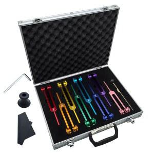 8PCS 솔페지오 튜닝 포크 세트, 힐링을 위한 포크, 해머 케이스가 포함된 사운드 테라피 요가 명상을 7가지 차크라 1 소울 목적 힐링 악기