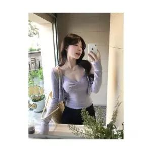 여자봄가디건 레이어드 긴팔 카디건+나시탑 투피스 ible1