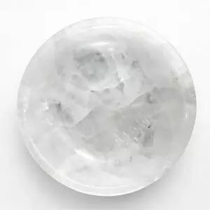 칼사이트 스톤 볼 장식용 D20 천연 크리스탈 - 중앙 핸드 조각 커피 테이블 요가 명상 선물 디어 순백