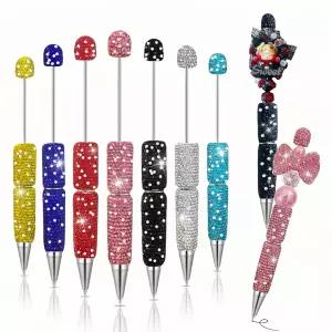 쿤헤호 7Pcs 글리터 비즈 볼펜 풀 팬시 펜즈 여성용 귀여운 저널링 트윈 걸 선물 트렌디한 템