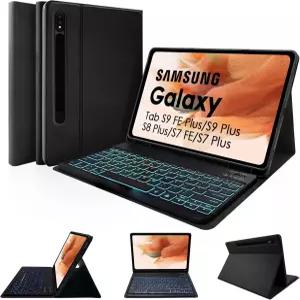 용 LAMA 백라이트 키보드 케이스 24인치 S0 플러스/S9+/S8 S7 FE/S7 및 S펜 홀더 탈착식 블랙