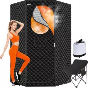 가정용 휴대용 사우나 - 업그레이드된 개인용 홈 박스 3L 1300W 스티머 대형 접이식 의자 9단계 열 타이머