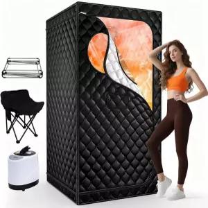 가정용 휴대용 사우나 업그레이드된 개인용 스팀 박스 3L 1300W 스티머 접이식 의자 초대형 홈 3 X 5.9