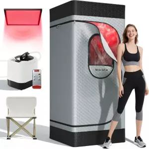 가정용 노에리시아 휴대용 적외선 사우나 박스 3L 1200W 스티머 대형 접이식 의자 99분 타이머 9단계 660nm