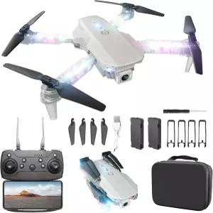 카메라 080P HD가 장착된 드론 및 초보자를 위한 LED 조명이 접이식 FPV 미니 선물 RC 쿼드콥터 원키