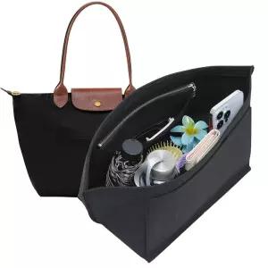 Doxo Longchamp 대형 지갑 정리함 인서트, 컵 홀더가 있는 가방 오거나이저, 펠트 지퍼 롱 챔프 백 오거나