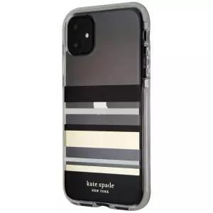 Kate Spade 파크 스트라이프 디펜시브 하드 케이스 iPhone 11용 크림 범퍼