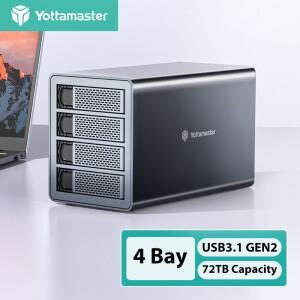 Yottamaster C 타입 외장 하드 드라이브 SSD 수납함 인클로저 10Gbps 4 슬롯 HDD 2.5 인치 3.5 USB3.1  SAT