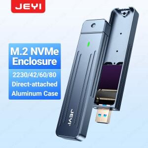 JEYI M.2 NVMe(USB 3.2 10Gbps)직접 연결 인클로저 USB-A 플러그 인라인 알루미늄 2242 2280 SSD 케이스(자