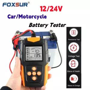 FOXSUR 자동차 배터리 테스터 VRLA/GEL/AGM/EFB/STD/플러드 디지털 분석기 트럭 오토바이 보트용 12V 24V