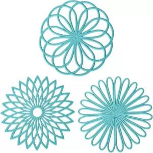 스미스크래프트 실리콘 뜨거운 조리대 청록색 트리벳 테이블 프라이팬용 매트 내열 및 원형 요리용 주방 냄비와 장식용 패드 쿼츠 세트 3 K: Style 1- Pink
