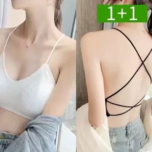 [OMT]1+1 백리스 브라렛 여성 민소매 나시티 브라탑 캡내장 골지 이너 여름 티셔츠