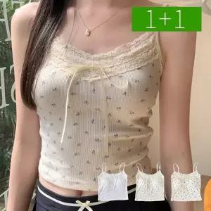 [OMT]1+1 플라워 레이스 여성 민소매 나시티 골지 이너 여름 여자 나시