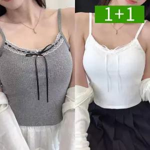 [OMT]1+1 레이스나시 여성 민소매 나시티 면 이너 캡내장 끈나시