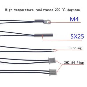 10pcs 온도 센서 와이어 매트 카펫 러그 고정 헤드 M4 원통형 방수 프로브 5x25mm 100K 10k B3950 L50CM1M