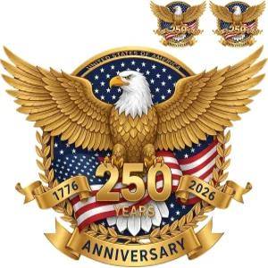 코퍼스크리스팅 250주년 기념 자동차 창문 스티커 7762026 국기 독립기념일 애 독수리 비닐 범퍼 노트북
