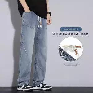 엘럽 팬츠 청 남자 여름 캐주얼 배기핏 쿨링 슬림 와이드 핫피스 원템2