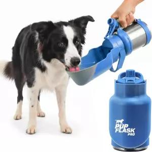 pFlask 개 물병 30 또는 50 OZ 이중 벽 단열 스테인리스 스틸 내장 플립 컵 볼 누수 방지 캡 24시간 이상