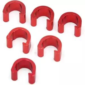 Ruilogod 6pcs 레드 알루미늄 합금 MTB 바이크 C-클립 브레이크 케이블 하우징 호스 가이드 클램프(ID a3b