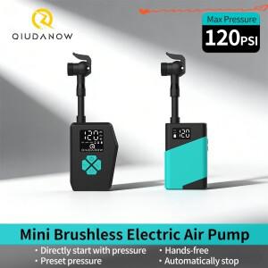 휴대용 120PSI 무선 에어 펌프 타이어 인플레이터 (MTB 로드 바이크용) LED 화면 전기 (Clik/Presta/Schrad