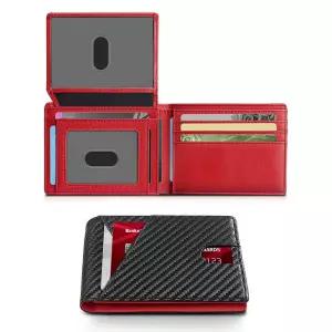 RFID 탄소 섬유 초박형 Trifold 지갑 간단한 전면 포켓 디자인 다기능 휴대용 8 카드 슬롯 남성용