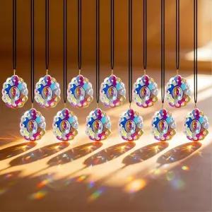 HDCrystalGIFTS 12pcs 크리스탈 프리즘 창문 무지개 메이커 샹들리에 걸이 선캐처 실내 야외 홈 가든